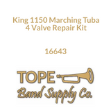 King 1150 4 Valve Marching Tuba, Valve Repair Kit-TOPE Band Supply Co.