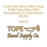 Conn 14K (after 1985), King 2340 Tuba, King 2350 Sousaphone, 3 Valve Repair Kit