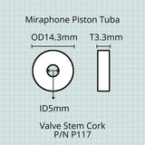 Miraphone, Piston Tuba, Stem Cork Washers - 4 Pack (Copy)