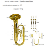 King 625 Baritone, 3 Valve Repair Kit