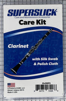 Clarinet care kit with silk swab and polish cloth