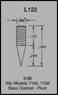 Pivot Screw, Leblanc, Selmer, & Vito Clarinets, 2 each