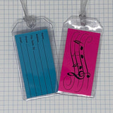 Instrument case tags with colored insert